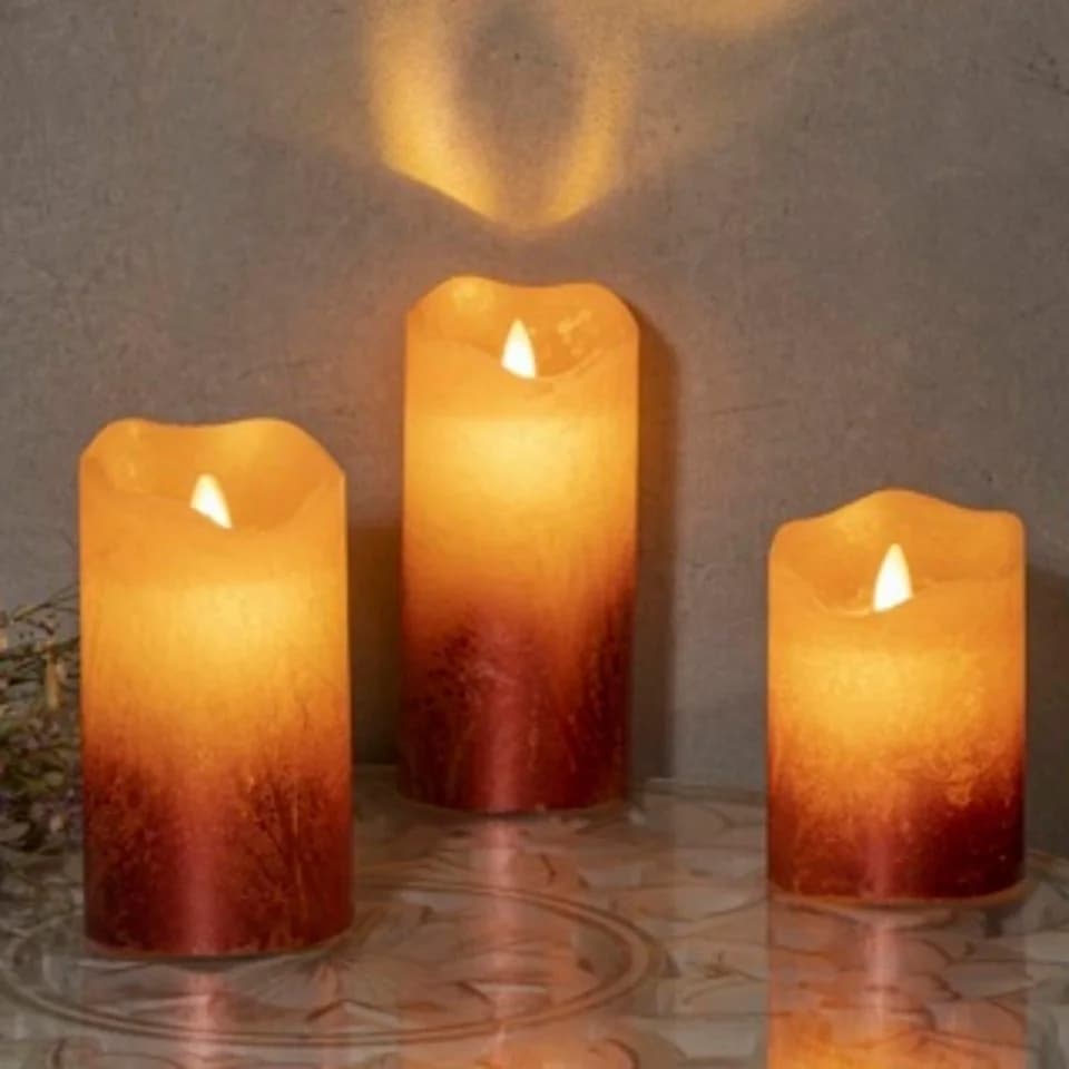 Haushalt International LED-Kerze Flammenlose LED Kerzen, 3er Set mit beweglicher Flamme