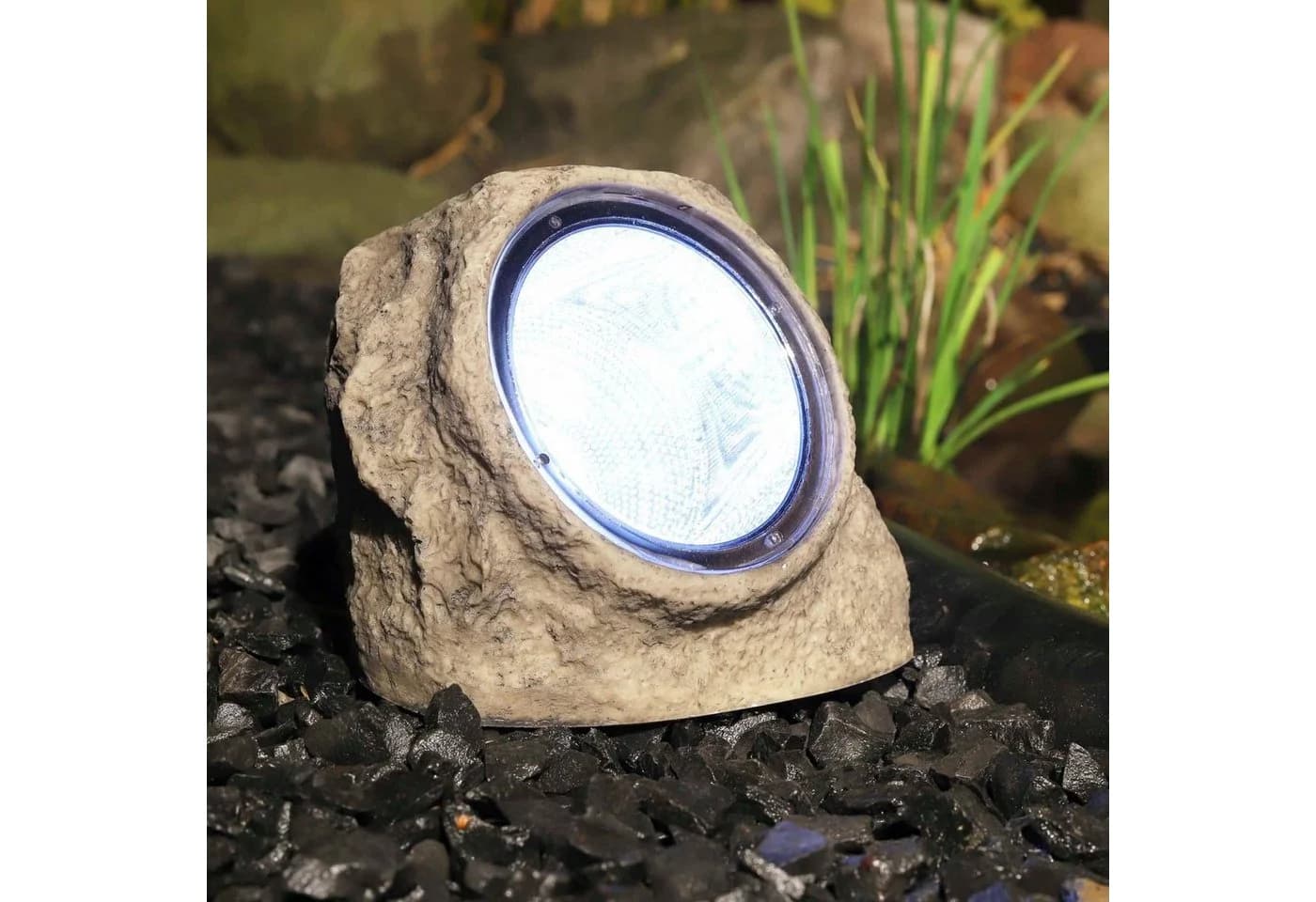Haushalt International Gartenleuchte Solar-Stein mit 4 LED