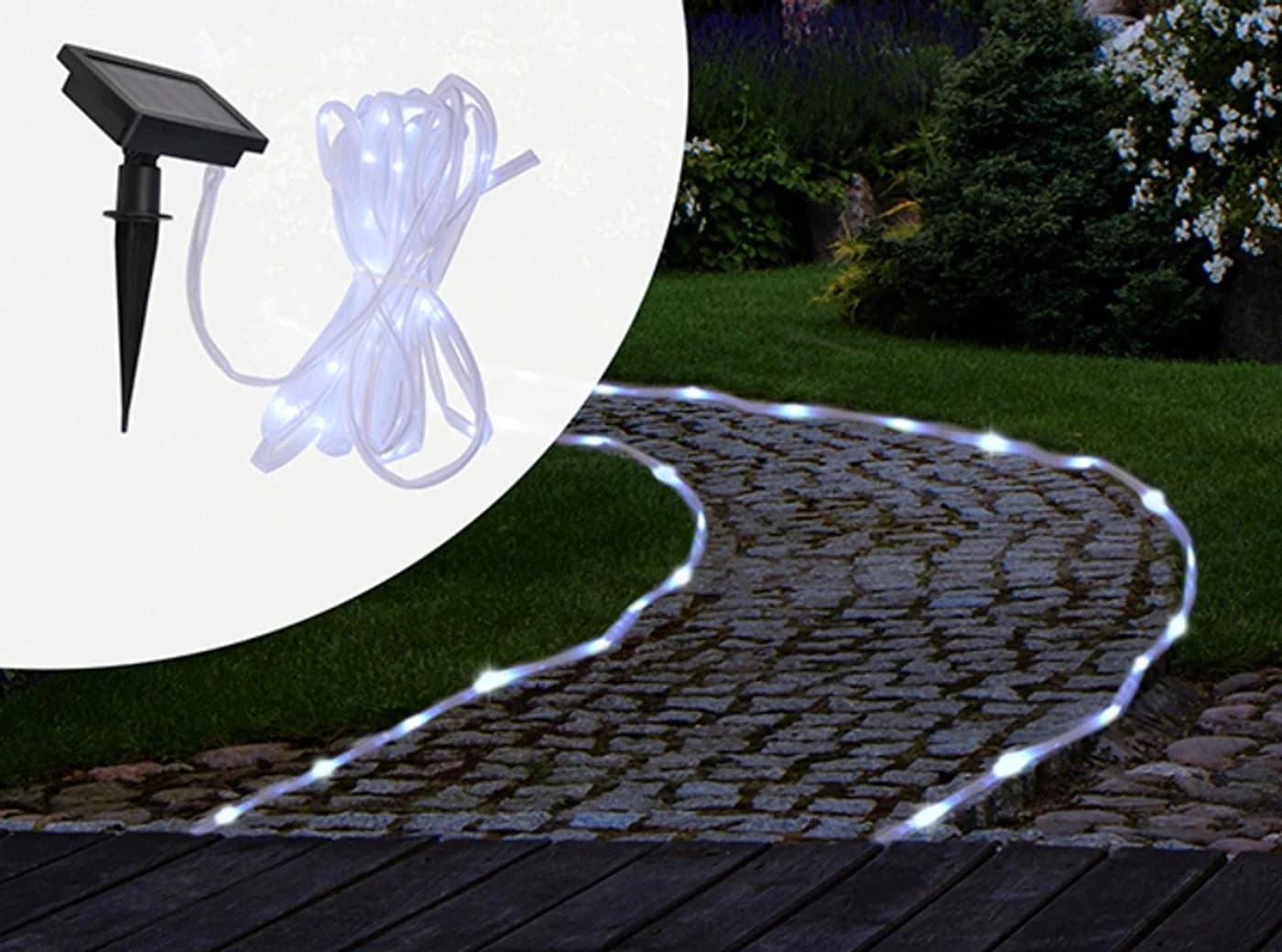 Haushalt International LED-Lichterschlauch 50 LED Solar Warmweiß