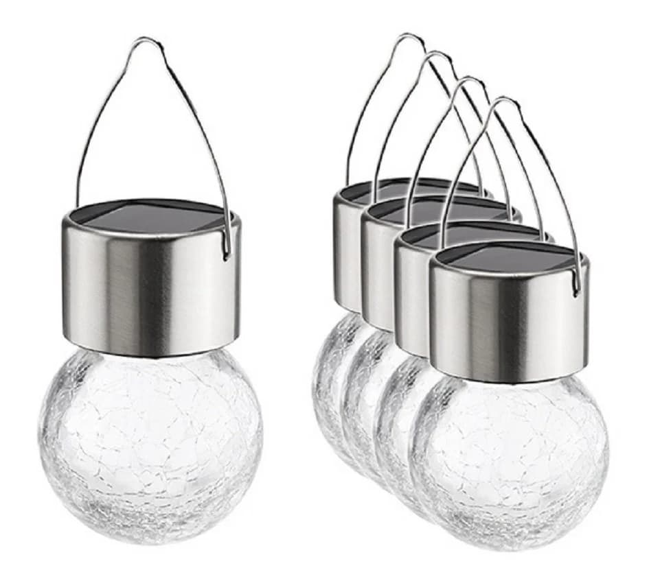 Ab ins Grüne LED Solar Hängeleuchte 5er-Set Crackle Glas Warmweiß