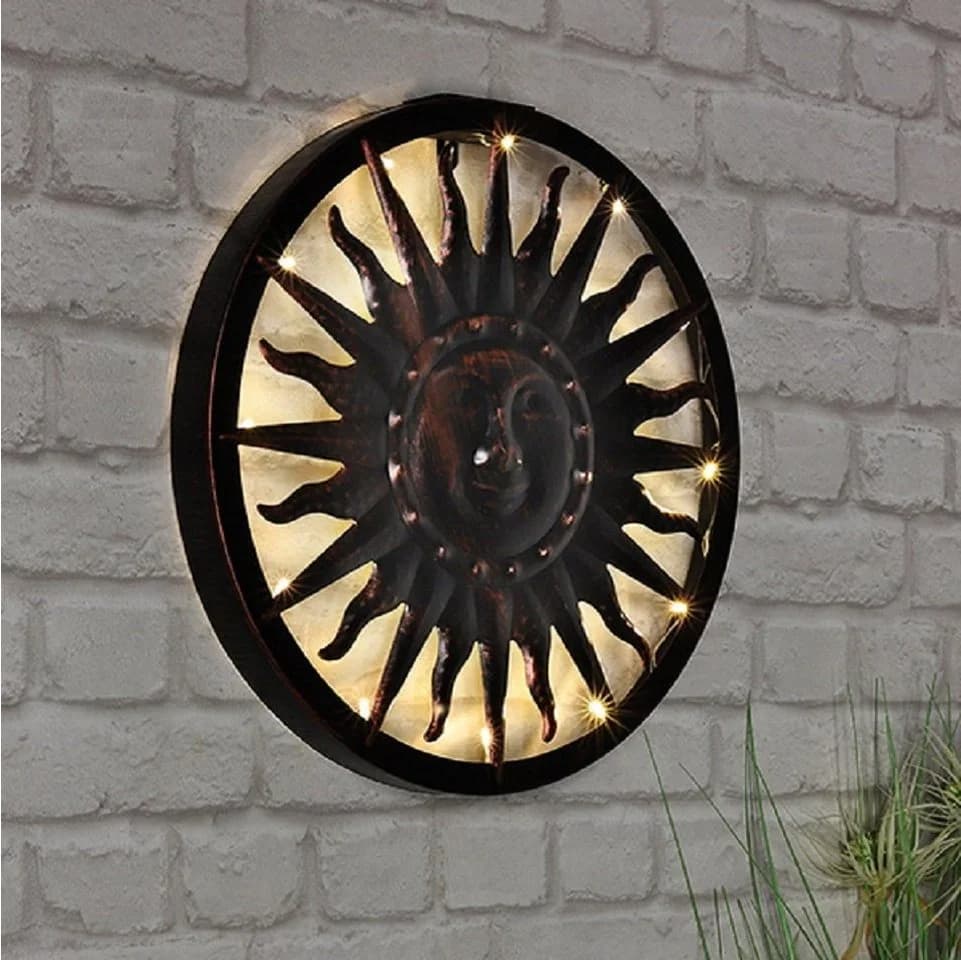 Haushalt International LED Wandlicht Sonne Kupferoptik Solarbetrieben