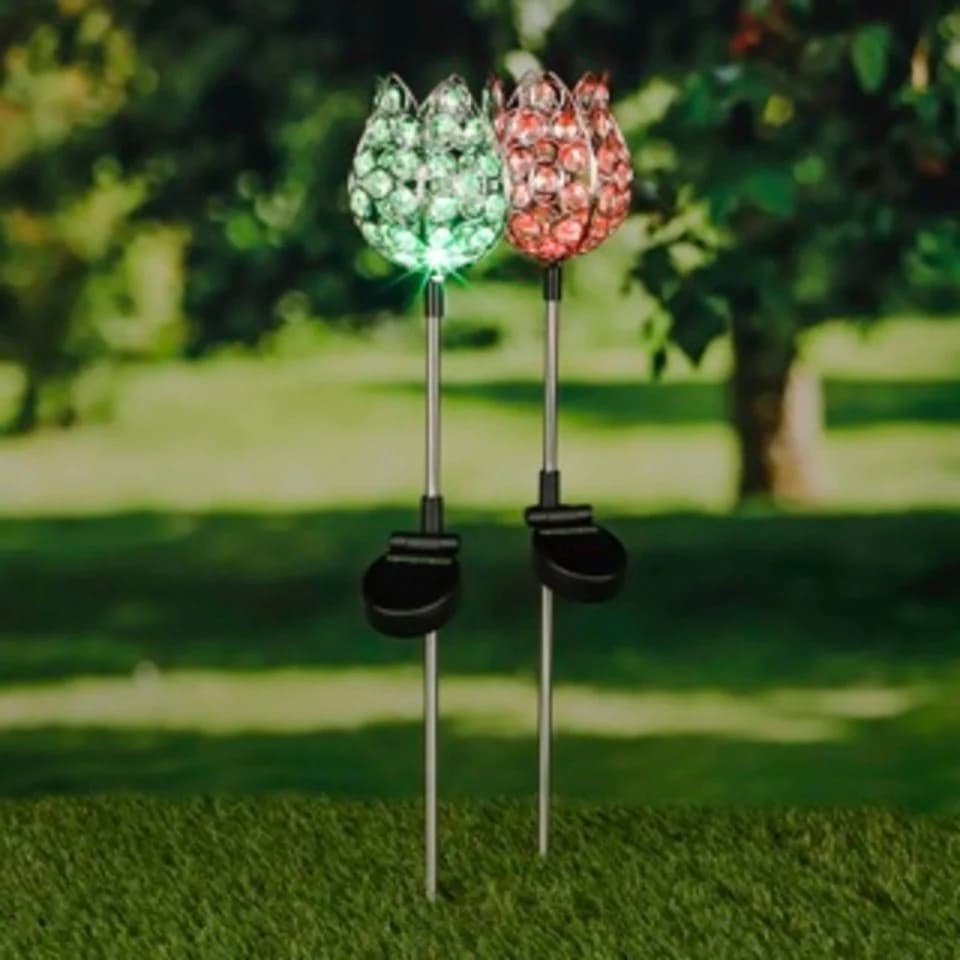 Haushalt International Solar-Gartenstecker Kristallblume 2er Set