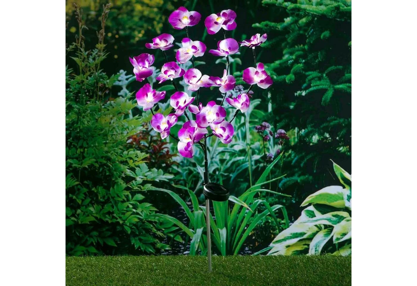 Haushalt International Solar Gartenstecker Orchidee Lila 75cm