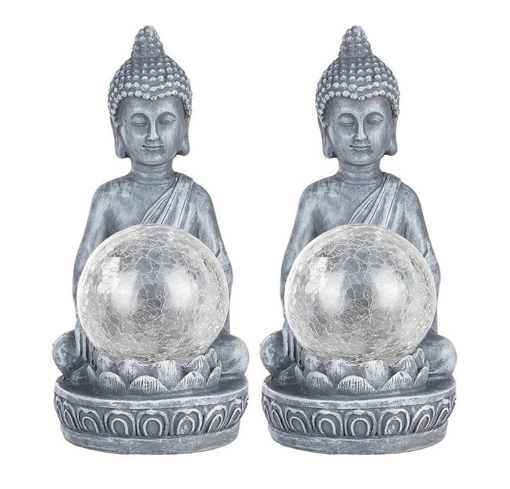 Haushalt International LED Solarleuchte Buddha Figur Warmweiß Farbwechsel