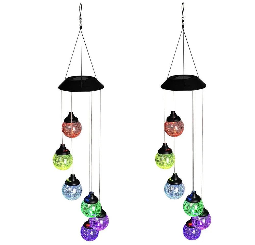 Haushalt International Solar Windspiel RGB LED 2er Set