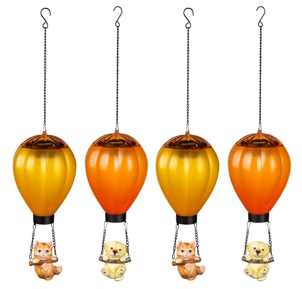 Haushalt International Solar Hängelampe LED Außen 4er Set Warmweiß Bunt