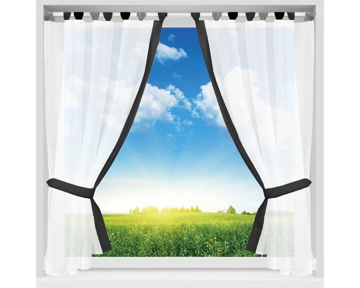 Arsvita Gardinenset Landhausstil Grau Transparent mit Schlaufen