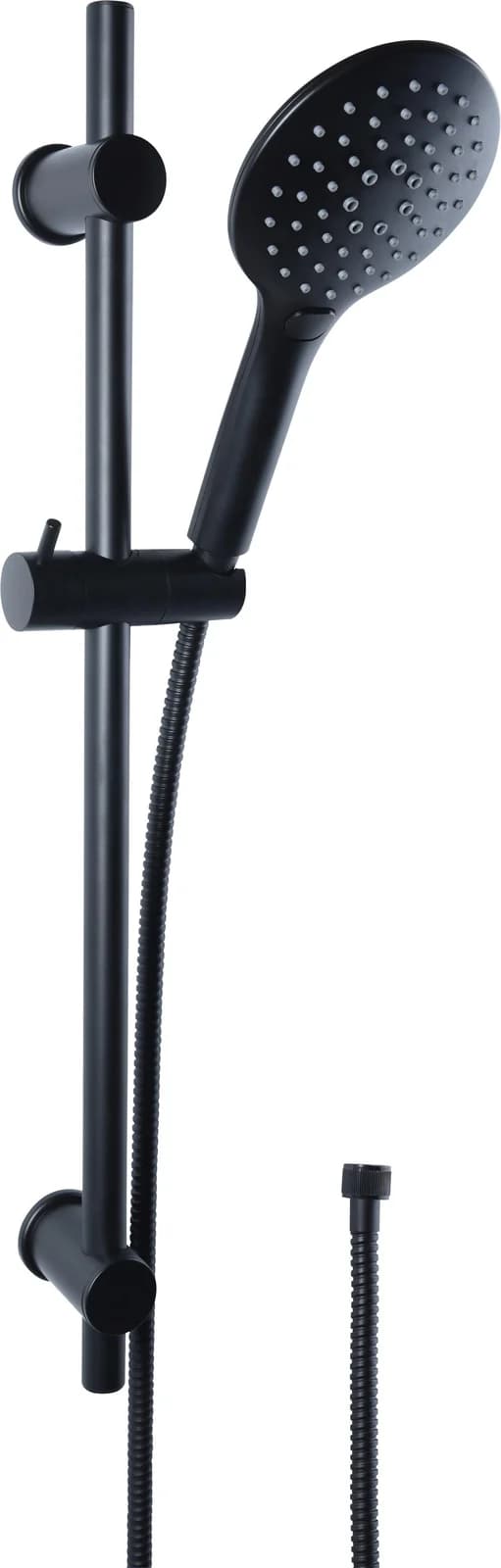 CORNAT Stangenbrause-Set Schwarz mit Antikalk-Noppen
