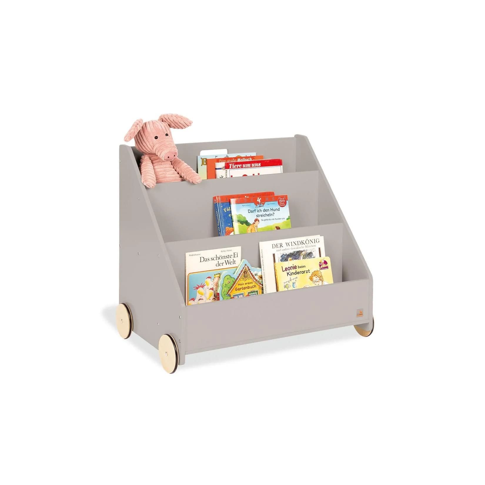 PINOLINO Kinder-Bücherregal Lasse grau mit Rollen