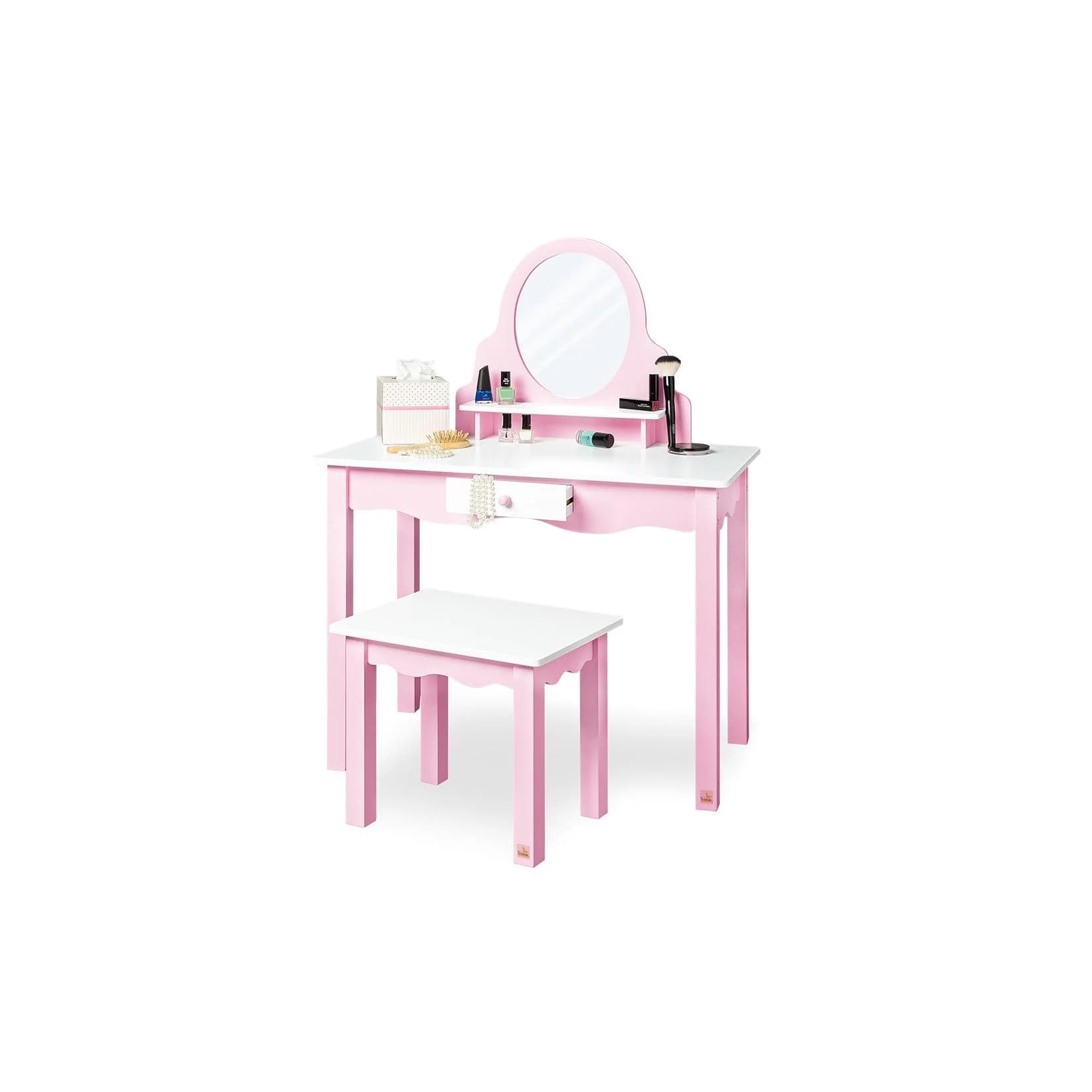 Pinolino Kinderschminktisch 'Jasmin' inkl. Hocker Rosa/Weiß