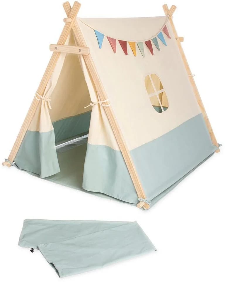 Pinolino® Spielzelt Yuma mit Holzstäben Beige/Blau