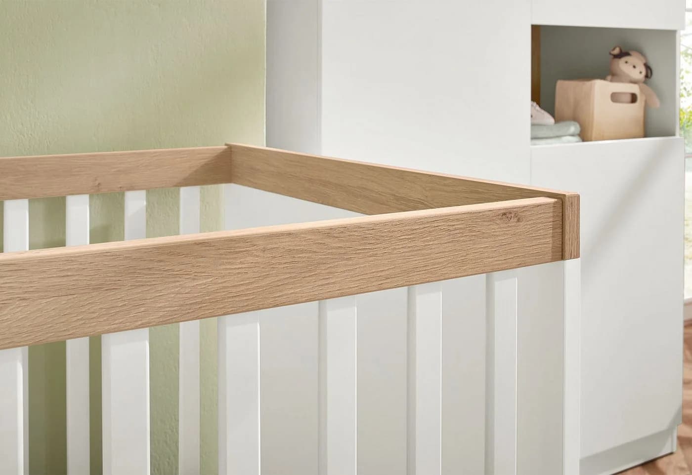 Pinolino Babymöbel-Set Linje breit 2-tlg. Weiß Eiche Kinderbett Wickelkommode