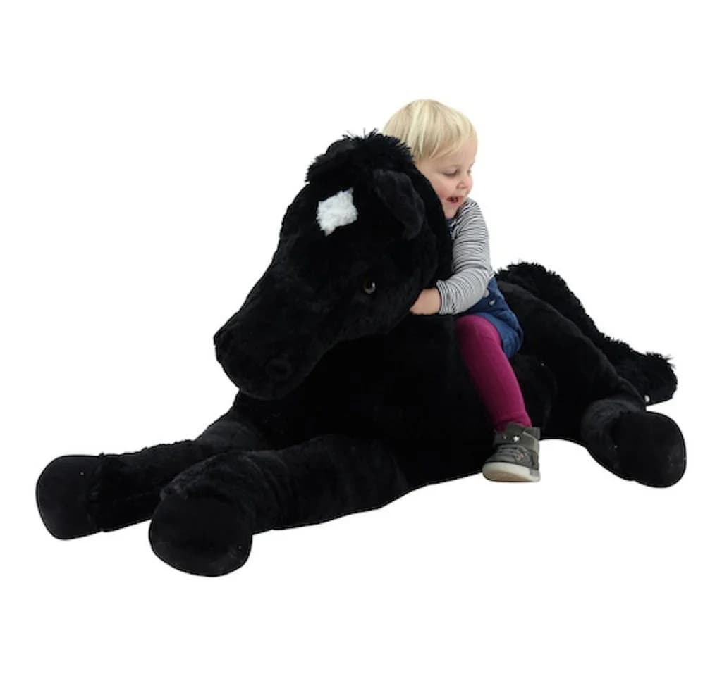 Sweety Toys Plüschpferd 160 cm Schwarz XXL Kuscheltier