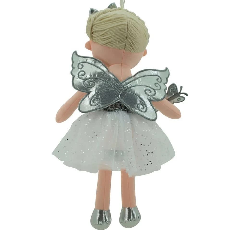 Sweety-Toys Stoffpuppe Fee 45 cm Silber mit Pailletten & Zauberstab