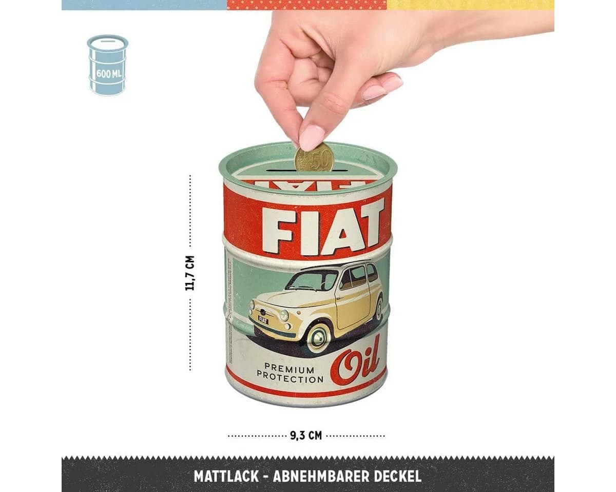 Nostalgic-Art Spardose Fiat Retro Design Stahlblech