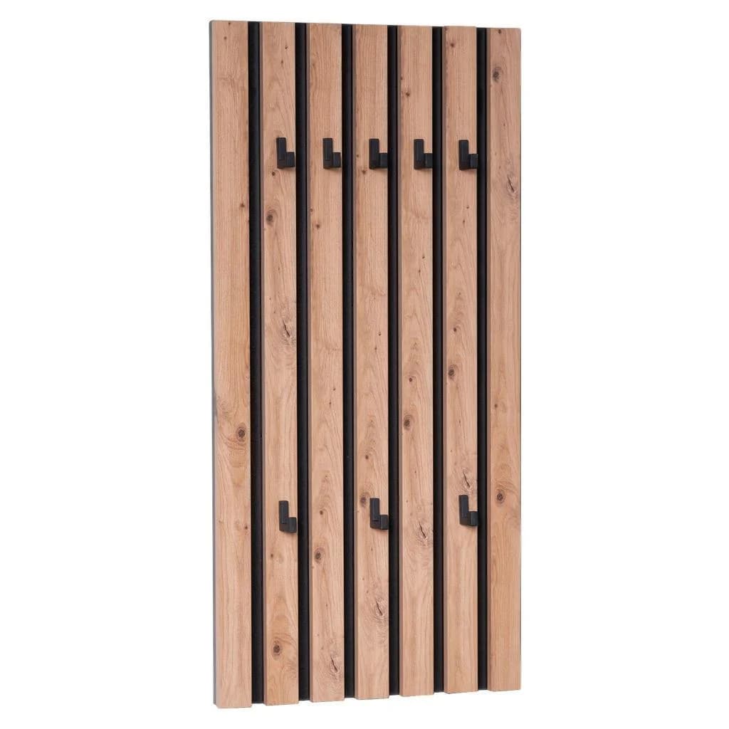 Xora Wandgarderobe Schwarz Eiche Artisan 8 Haken Holzwerkstoff