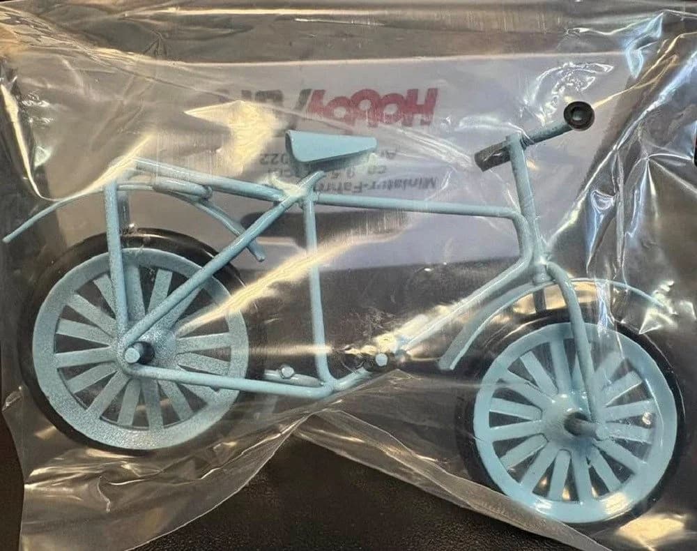 HobbyFun Miniatur-Fahrrad Deko Figur Vintage Hellblau Metall