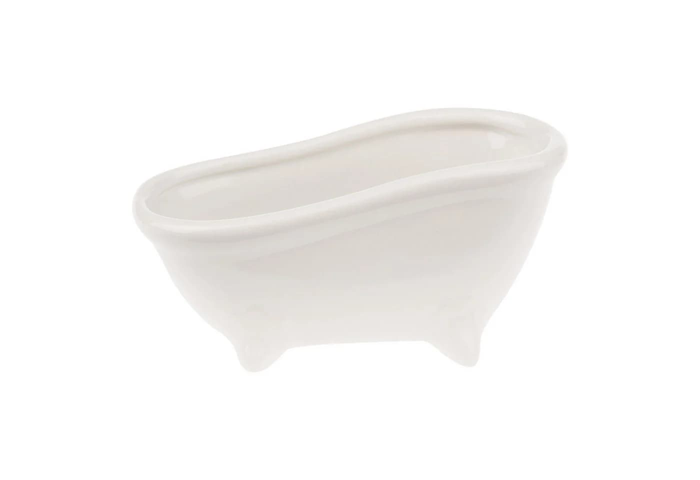 HobbyFun Seifenschale Keramik Badewanne Weiß