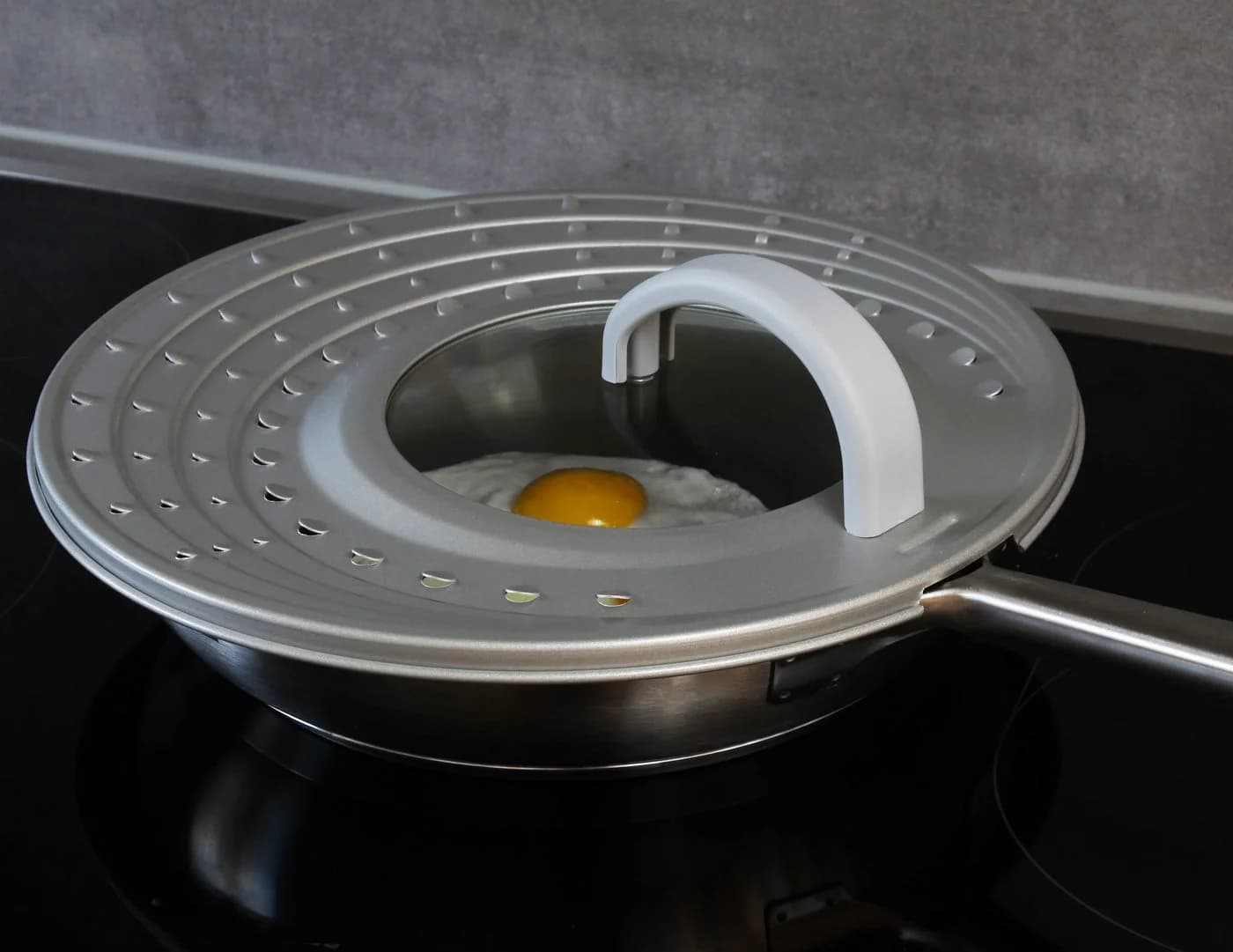 LindenBerg Spritzschutzdeckel für Pfannen Ø 20-30cm Metall Glas Silber