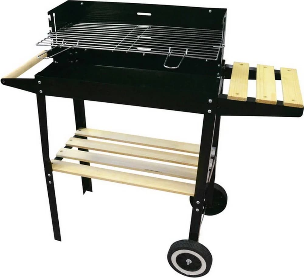 Kynast Holzkohlegrill Exklusiv Grillwagen Schwarz mit höhenverstellbarem Rost