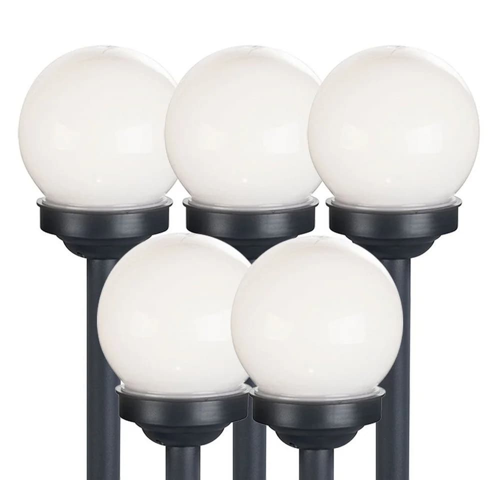 Expo Börse 5x LED Solarleuchte Kugel Garten IP44 Weiß/Schwarz