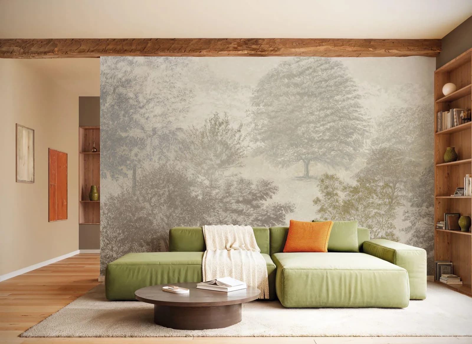 Fototapete KOMAR Herbstwald 350x250cm Beige/Braun