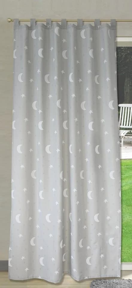 EXPERIENCE Vorhang Schlaufenschal Grau mit Mond-Sternen Design