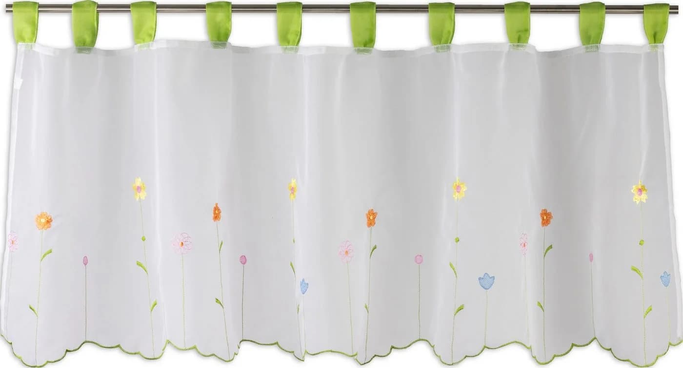 EXPERIENCE Scheibengardine Kinderzimmergardine Weiß Grün Bunt Stickerei