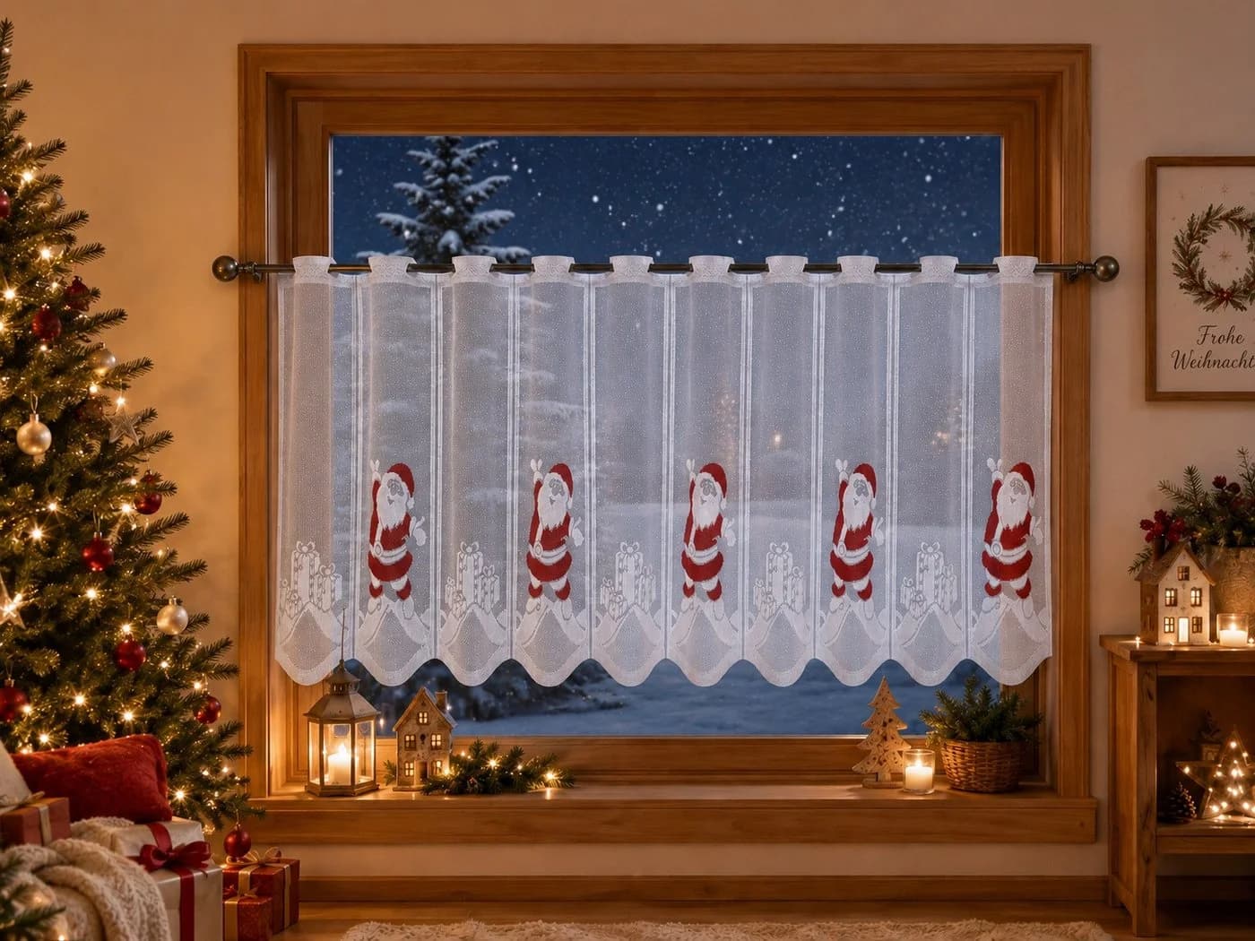 Clever-Kauf-24 Scheibengardine Weihnachtsmann Geschenk
