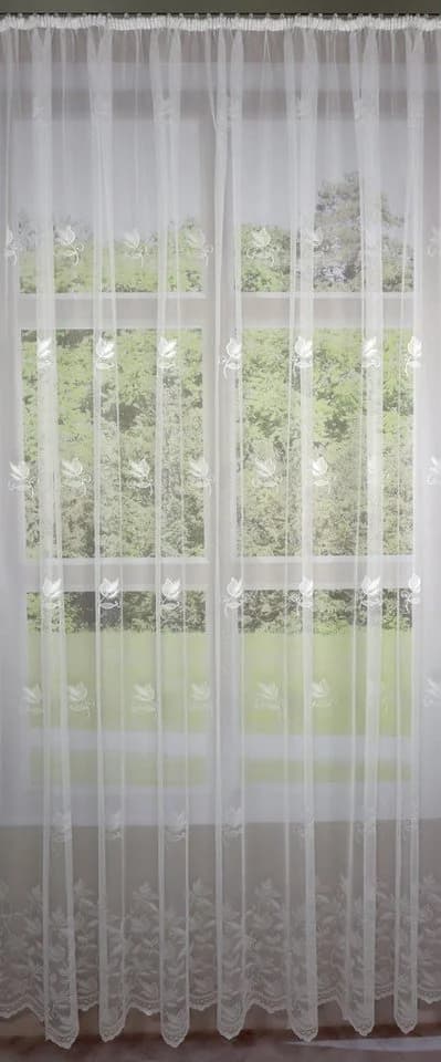 EXPERIENCE Gardine weiß Edel Jacquard transparent Store mit Universalband