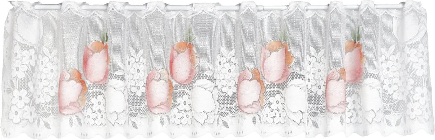 EXPERIENCE Scheibengardine Bistro Blumen Halbtransparent mit Stangendurchzug