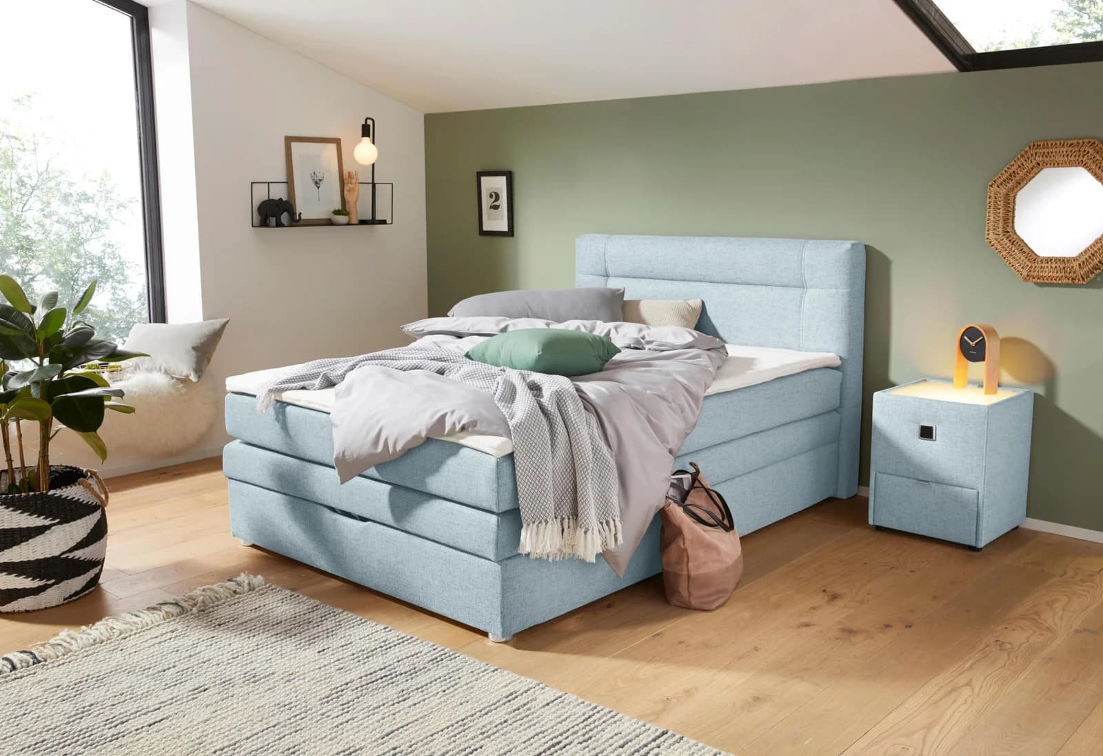 Jockenhöfer Boxspringbett Carmen Türkis mit Bettkasten