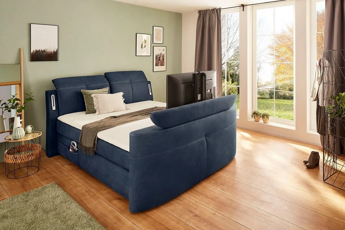 Jockenhöfer Boxspringbett Movie Star mit TV-Lift Dunkelblau