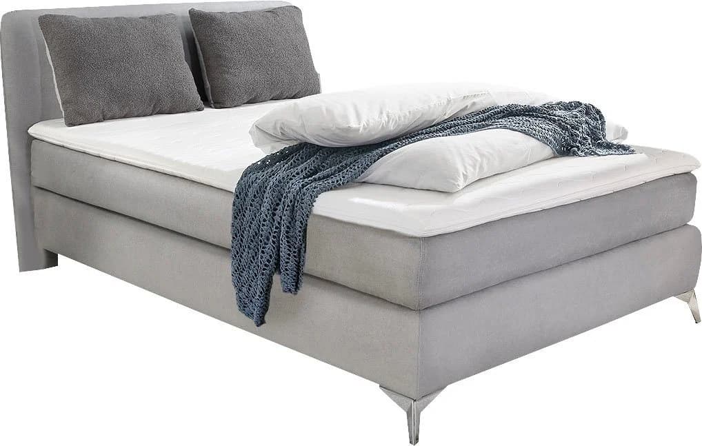 Jockenhöfer Gruppe Boxspringbett Elfie hellgrau mit Topper