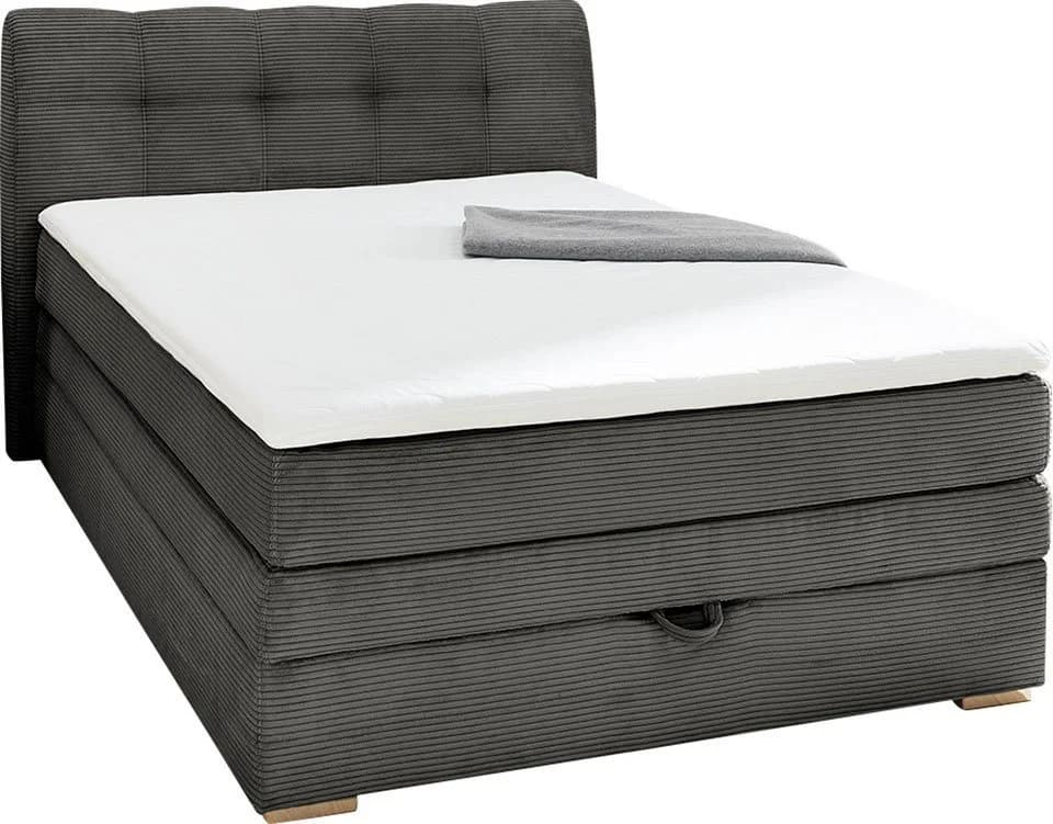 Jockenhöfer Boxspringbett Amelie Grau mit Bettkasten