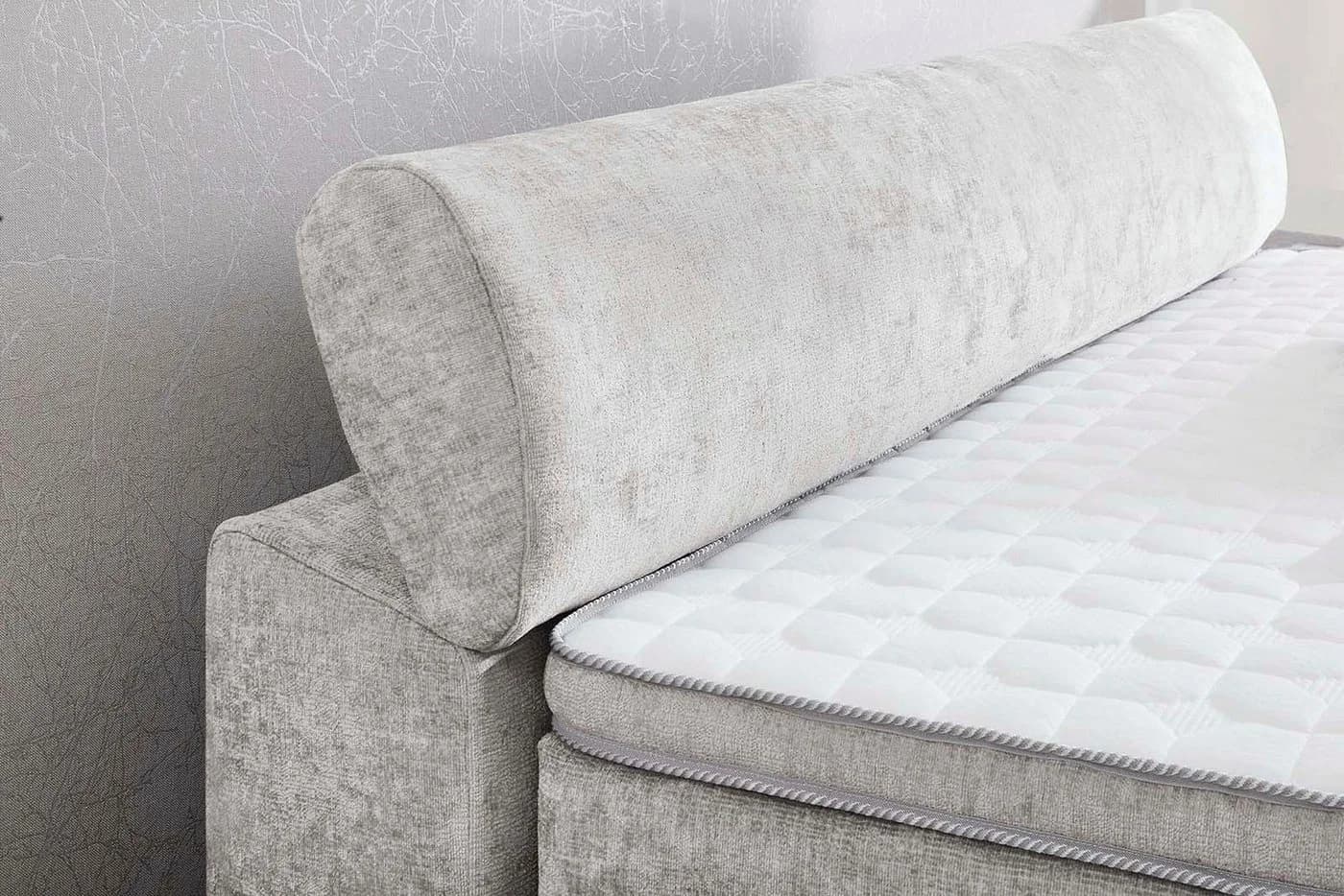 Jockenhöfer Boxspringbett Diva hellgrau mit höhenverstellbarem Kopfteil