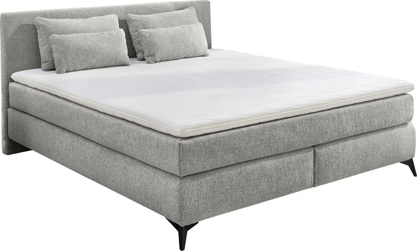 Jockenhöfer Boxspringbett Paulina Grau mit Topper und Kissen