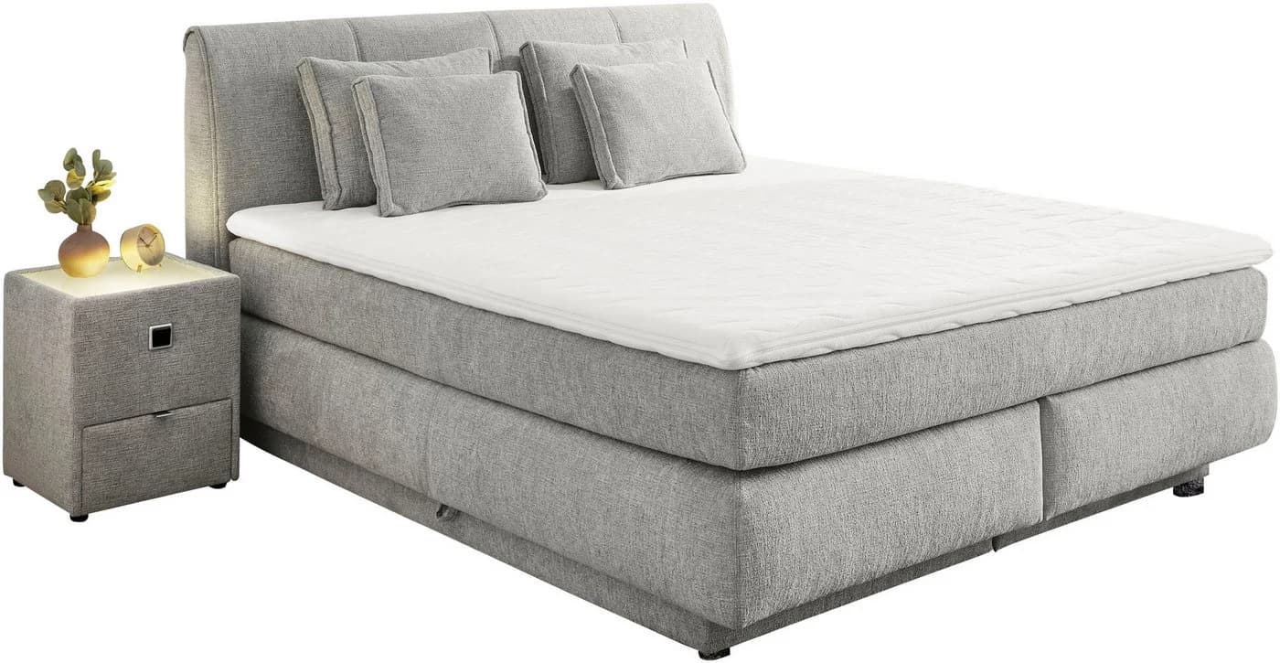 Jockenhöfer Boxspringbett Carla Grau mit Bettkasten