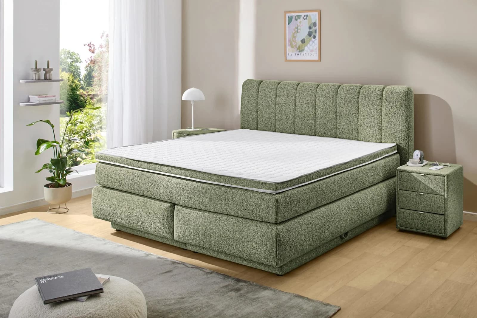 Jockenhöfer Boxspringbett Tilda mit Bettkasten Grün 180x200