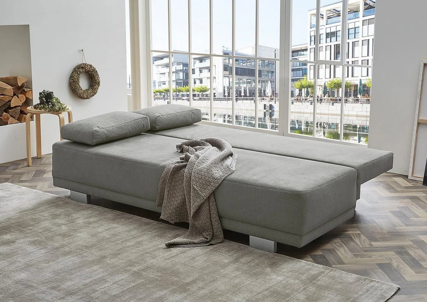 Jockenhöfer Gruppe Schlafsofa Luzio Grau mit Bettfunktion