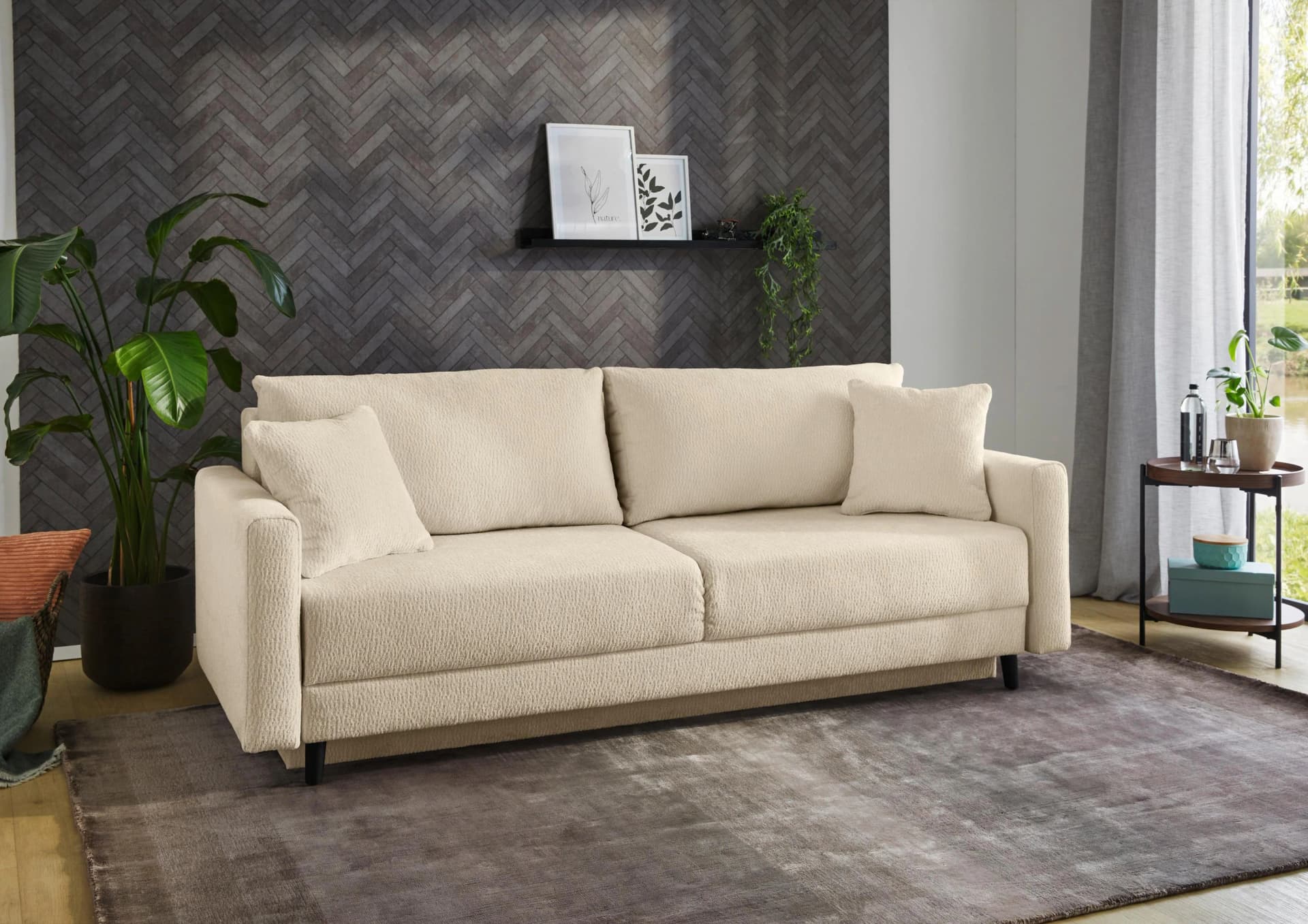 Schlafsofa JOCKENHÖFER GRUPPE "Björn" Beige mit Bettkasten
