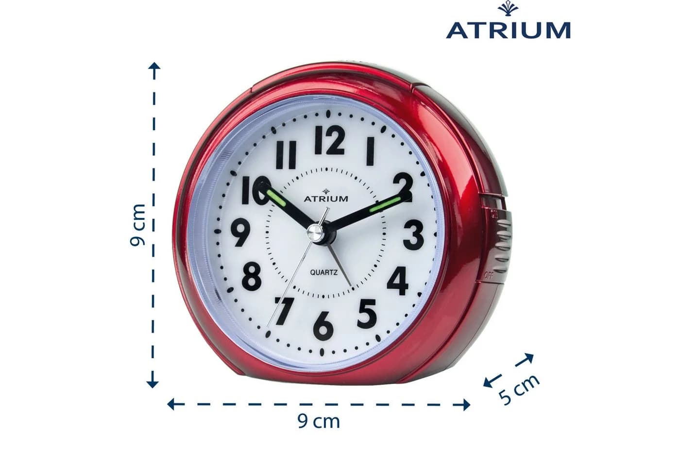Atrium Quarzwecker A240 Rot Metallic Snooze Licht