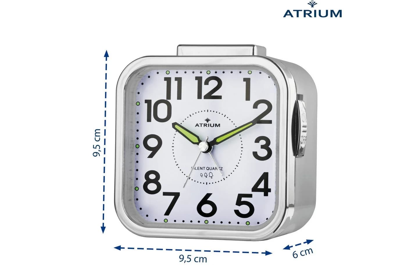 Atrium Quarzwecker A530-19 Silber Schleichende Sekunde Snooze