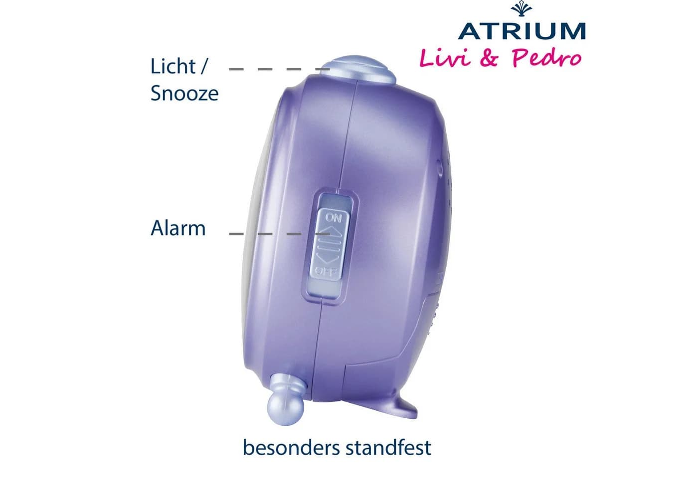 Atrium Kinderwecker Einhorn Analog Quarzwerk Rosa/Violett