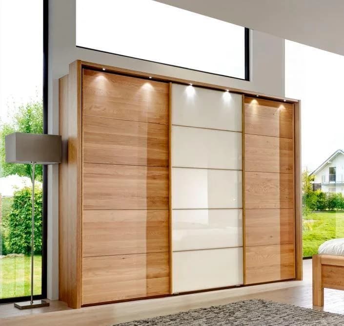 WIEMANN Schwebetürenschrank Kufstein Eiche Glas Magnolie 3-türig