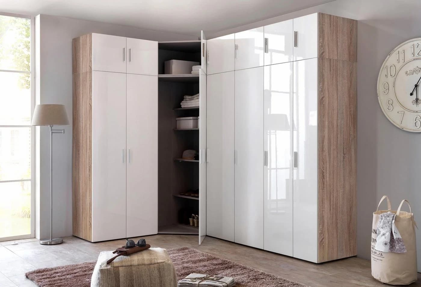 WIMEX Malta Drehtürenschrank Weiß Hochglanz 50cm