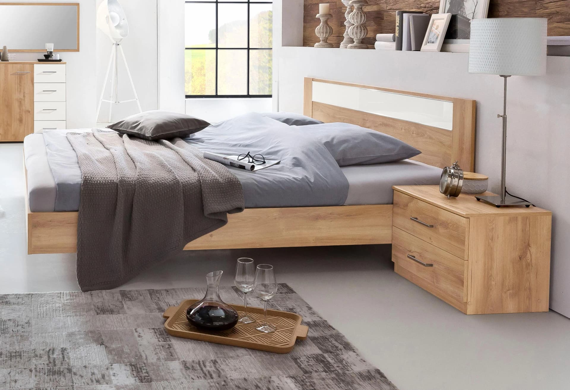WIMEX Bett Petra/Pamela Braun Weißglas Modern