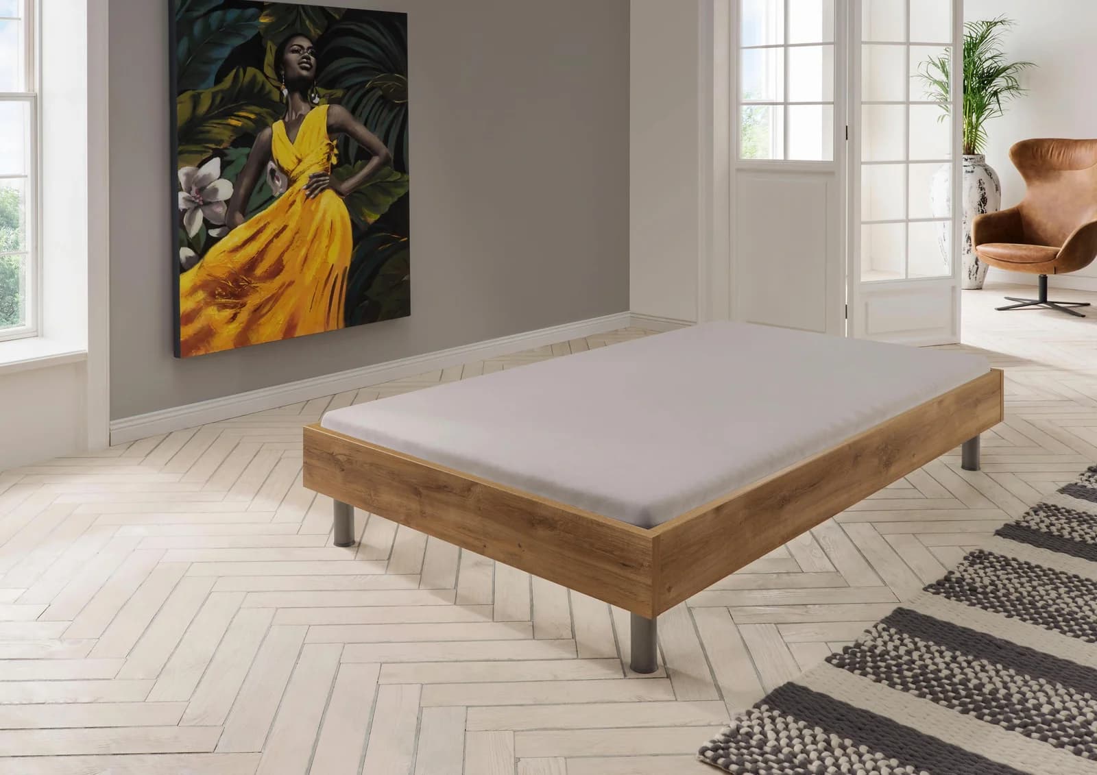 WIMEX Bettgestell Easy Plankeneichefarben Alufarben 90x200cm