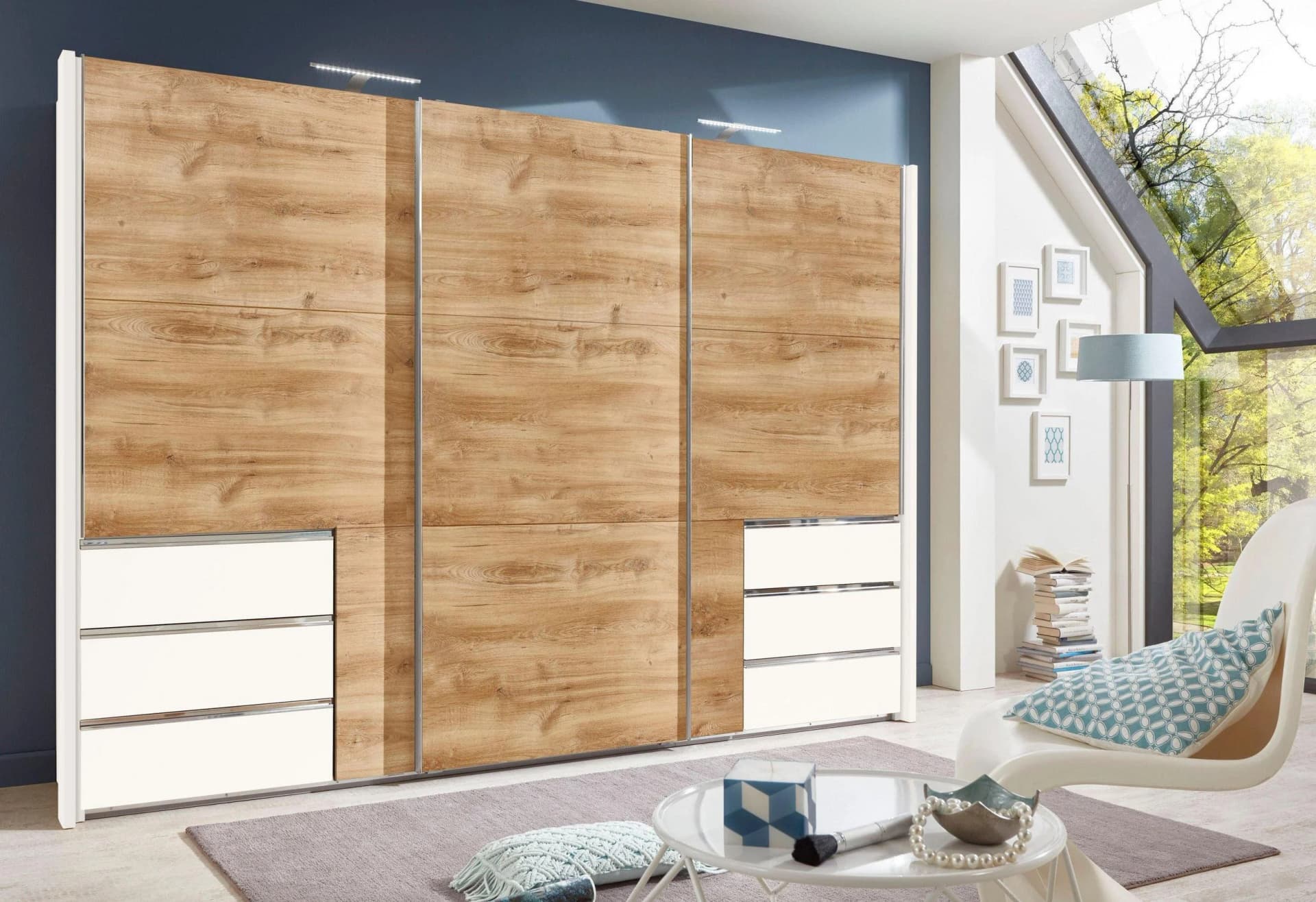 WIMEX Schwebetürenschrank Level weiß/grau 300cm