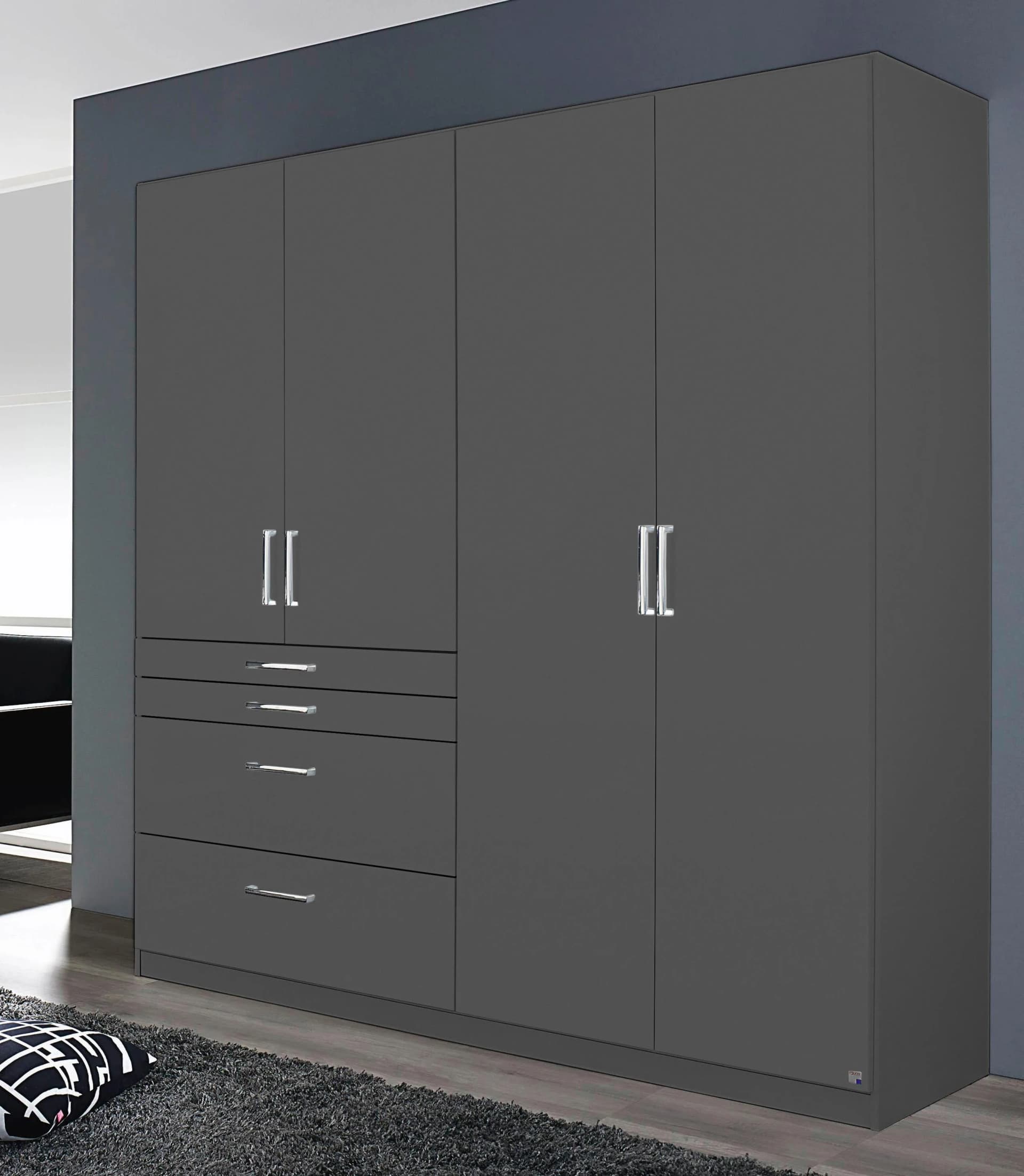 Rauch Harburg Kleiderschrank Grau Metallic mit Schubladen